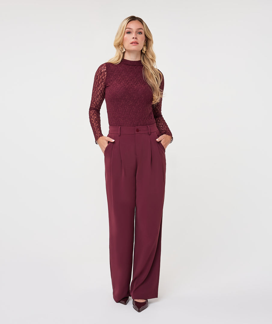 Pleated Wide Leg Trouser