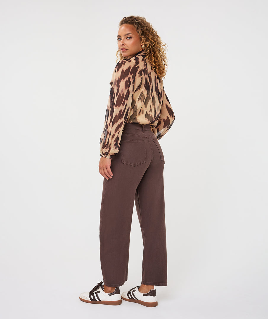 Flowy Tie-Neck Printed Blouse