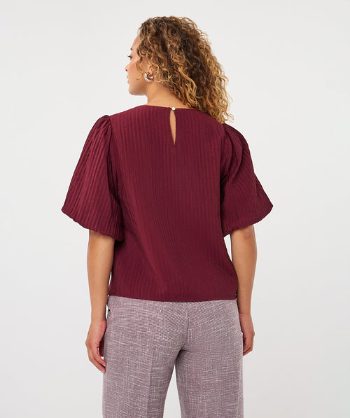 Balloon Sleeve Crinkle Texture Blouse