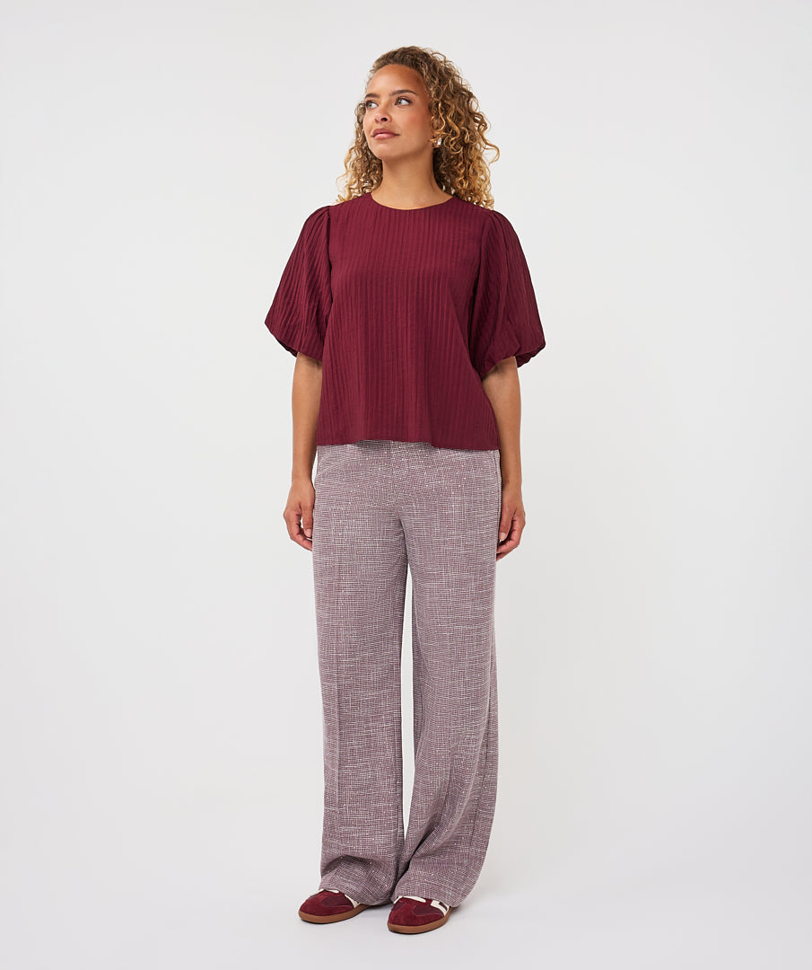 Balloon Sleeve Crinkle Texture Blouse