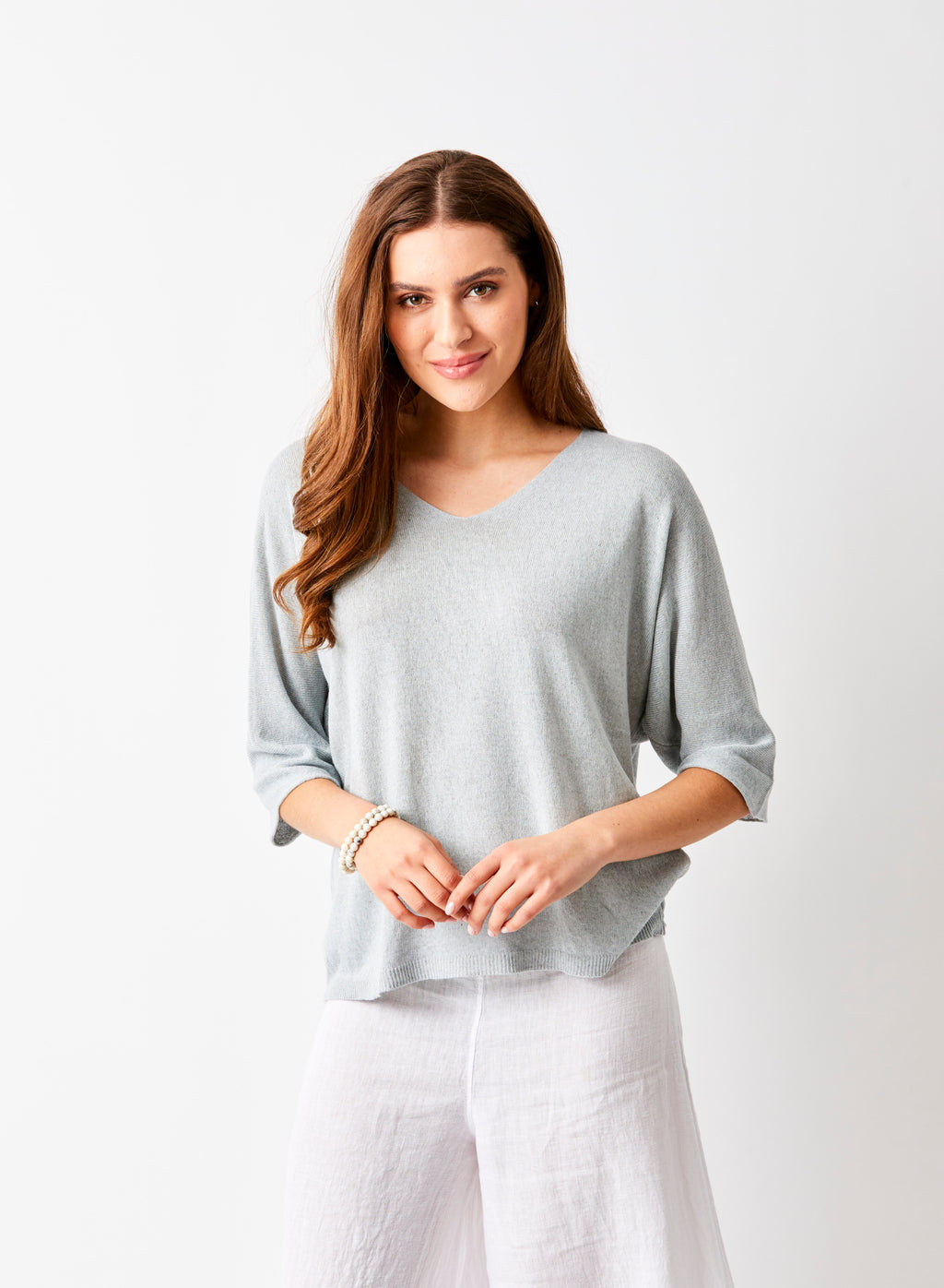 FERONIA LINEN MIX V-NECK SWEATER