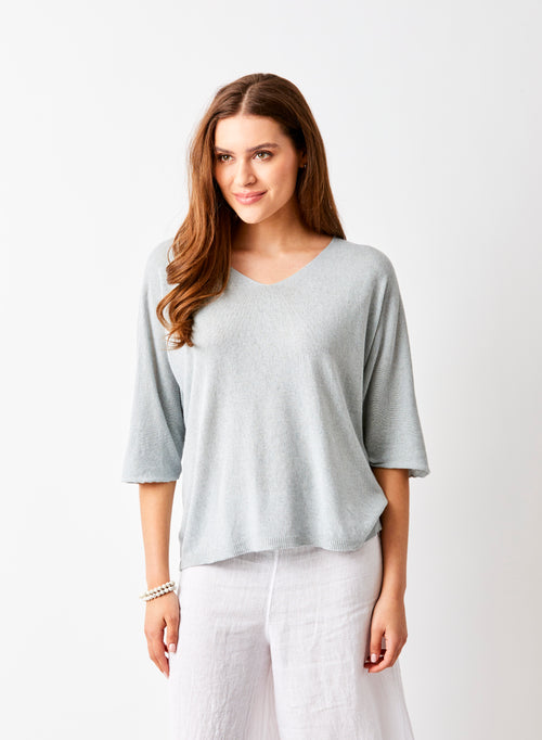 FERONIA LINEN MIX V-NECK SWEATER