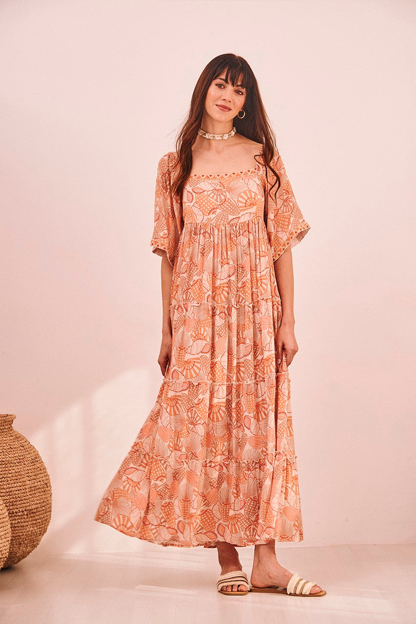 Seashell Print Maxi Dress