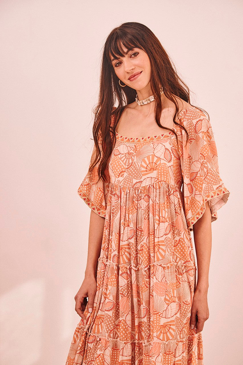 Seashell Print Maxi Dress