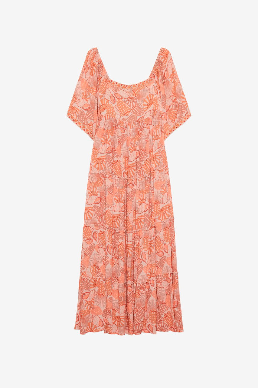 Seashell Print Maxi Dress