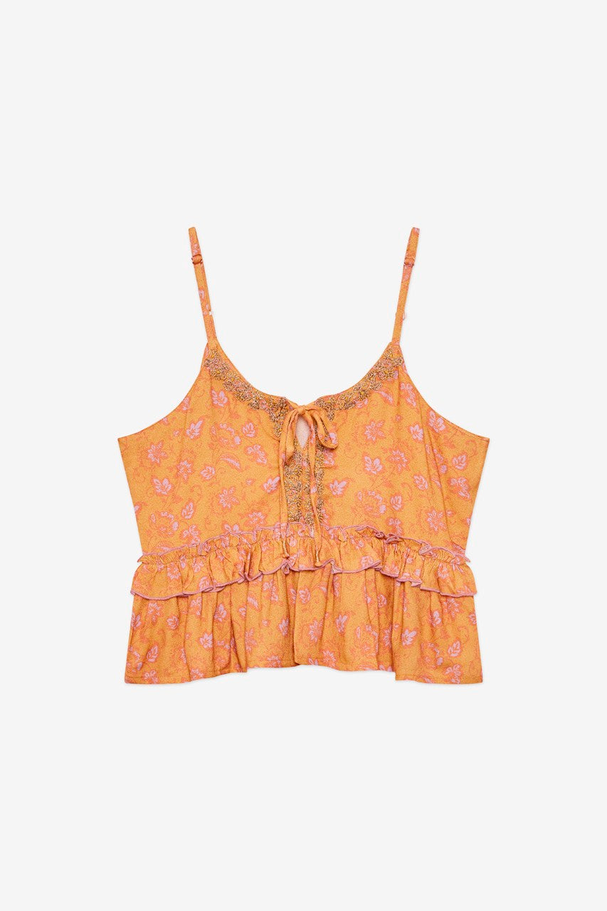 Embroidered Printed Sleeveless Blouse