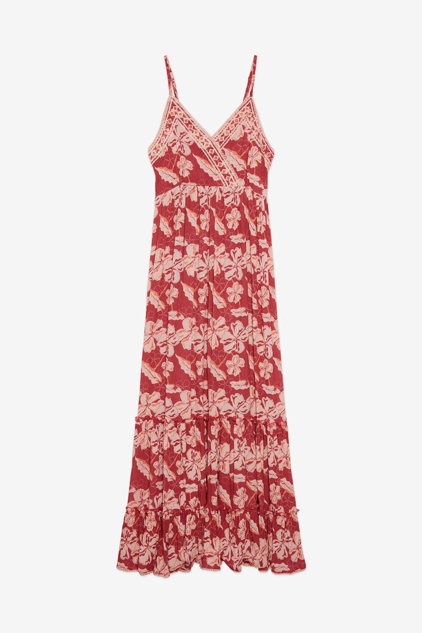 Floral Print V-Neck Maxi Dress