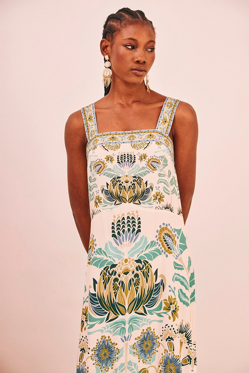 Lotus Print Maxi Dress