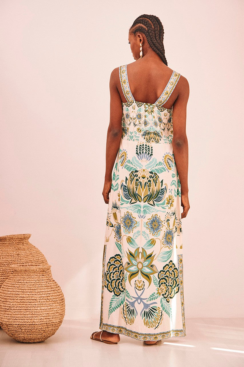 Lotus Print Maxi Dress
