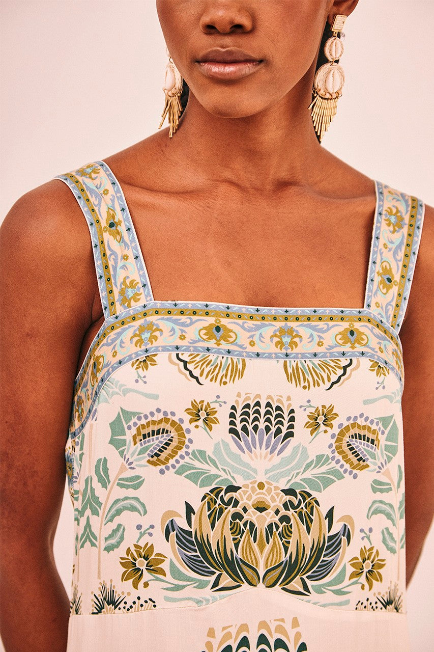Lotus Print Maxi Dress
