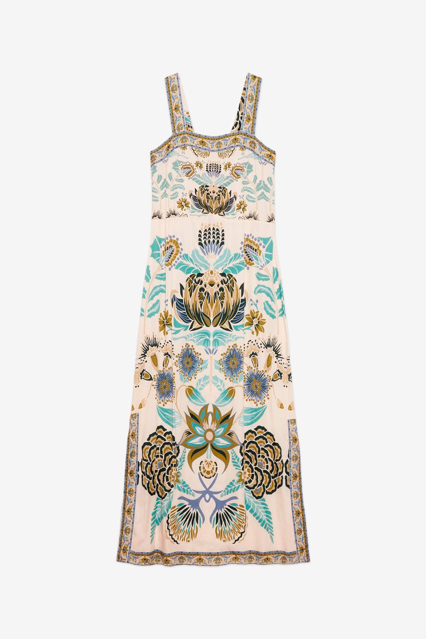 Lotus Print Maxi Dress