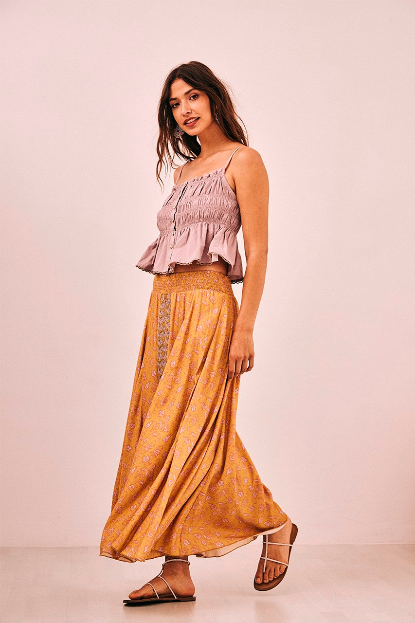 Front Slit Embroidered Maxi Skirt