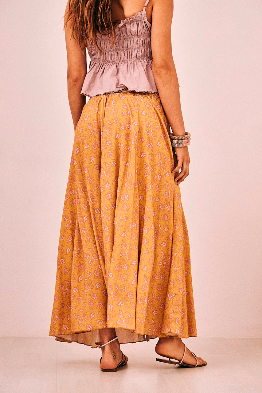 Front Slit Embroidered Maxi Skirt