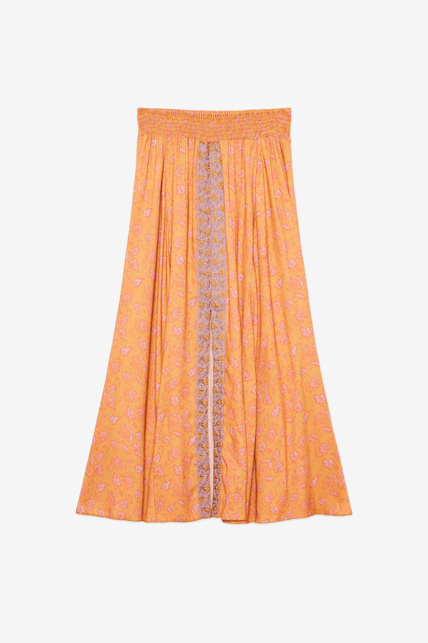 Front Slit Embroidered Maxi Skirt