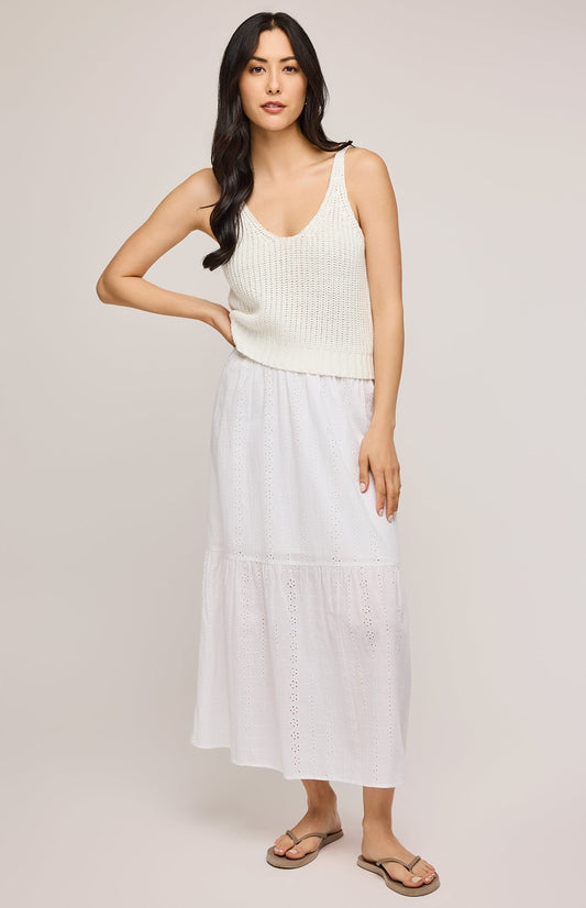 Madrid Eyelet Midi Skirt