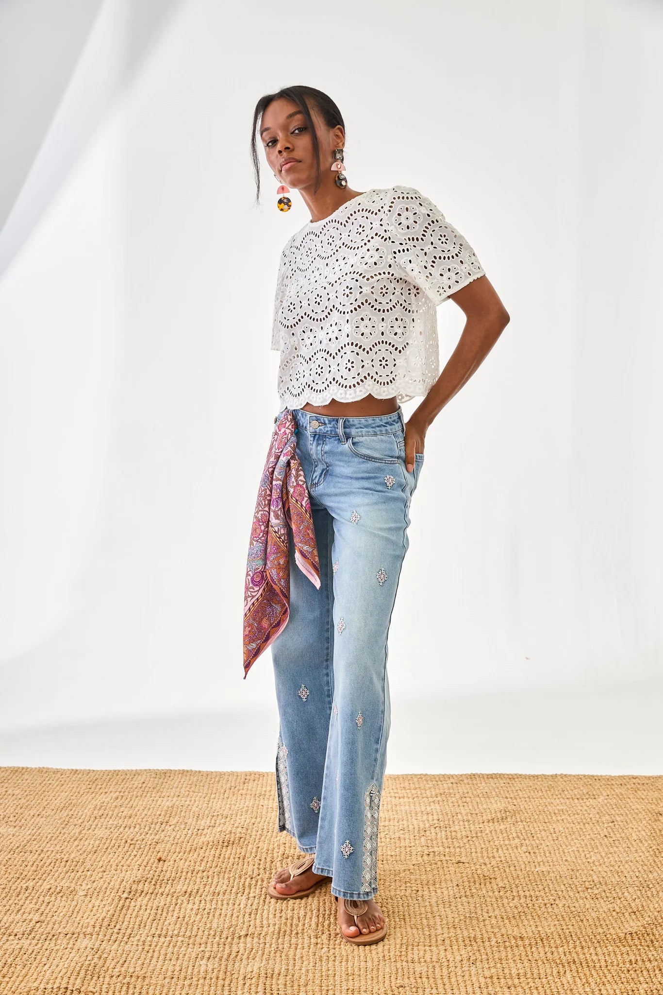 Nura Floral Print Viscose Scarf
