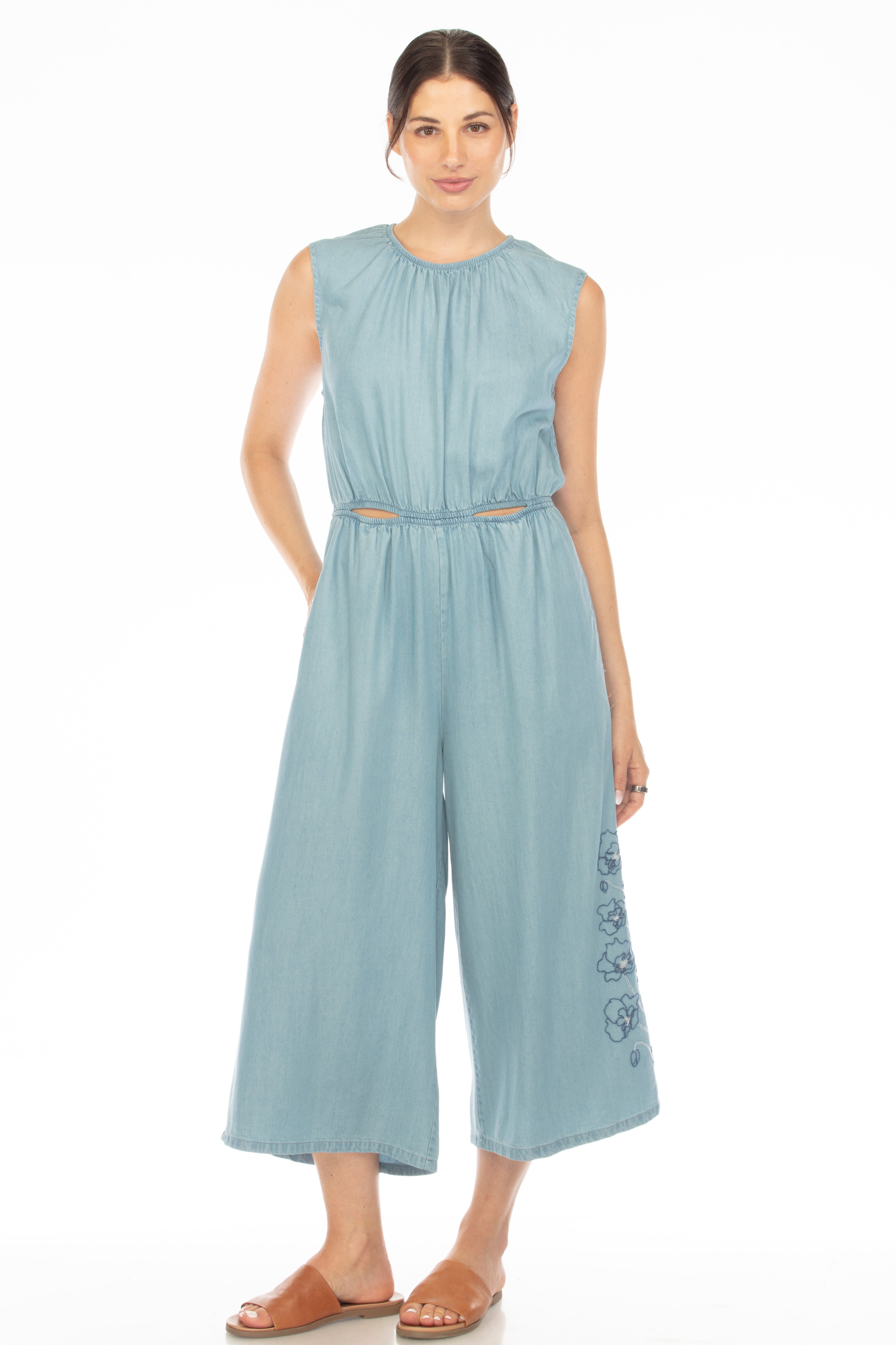 Kara Cut Away Embroidered Jumpsuit