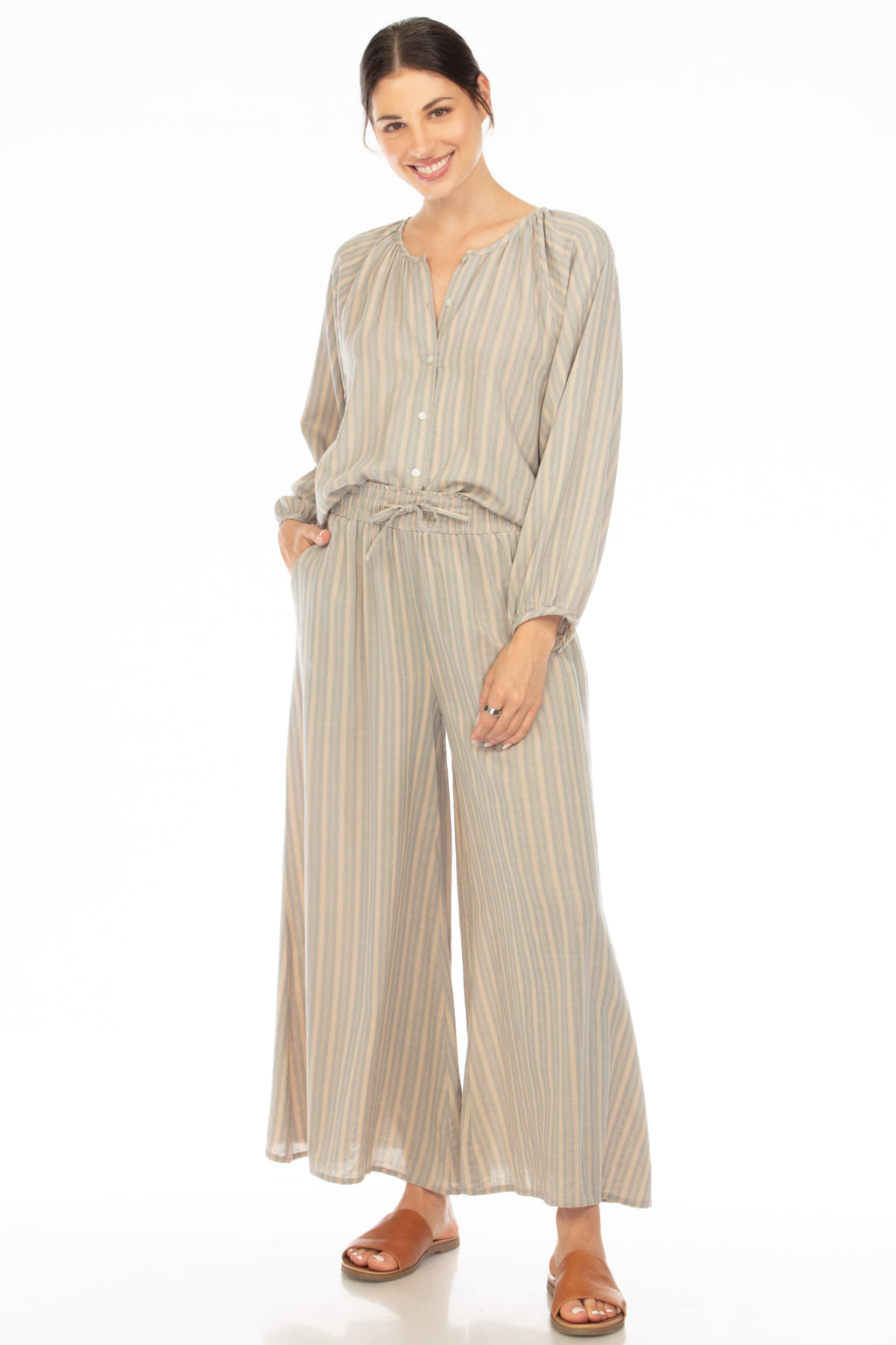 Palazzo Striped Drawstring Pants
