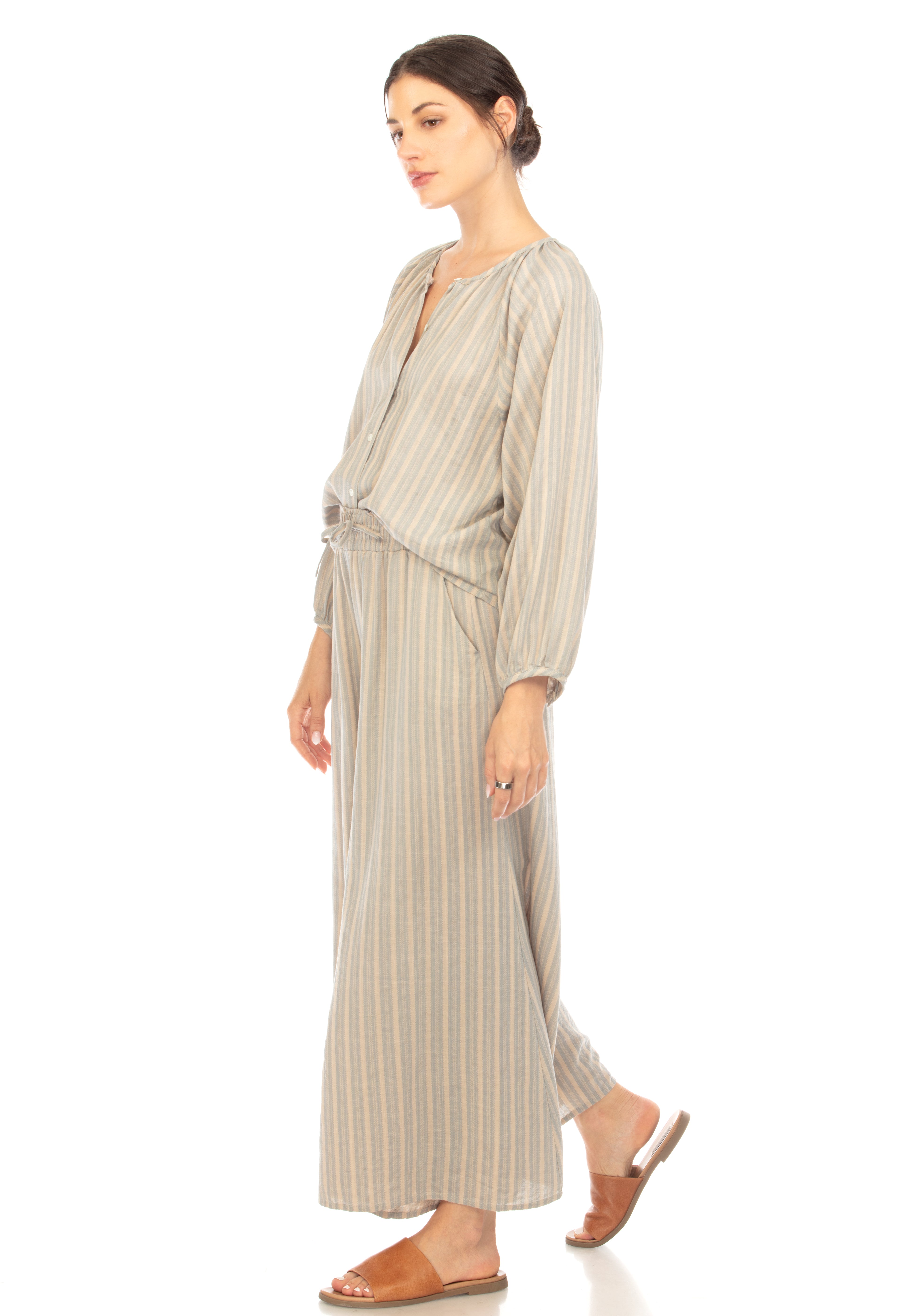 Palazzo Striped Drawstring Pants