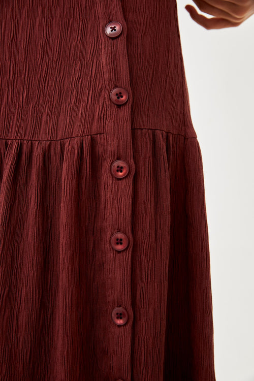 Button Front Pleated Maxi Skirt