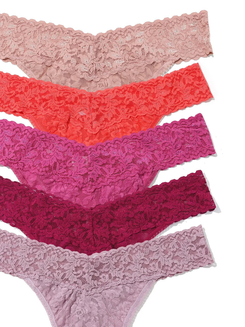 5 Pack Signature Lace® Original Rise Thongs In Wild Rose Printed Box