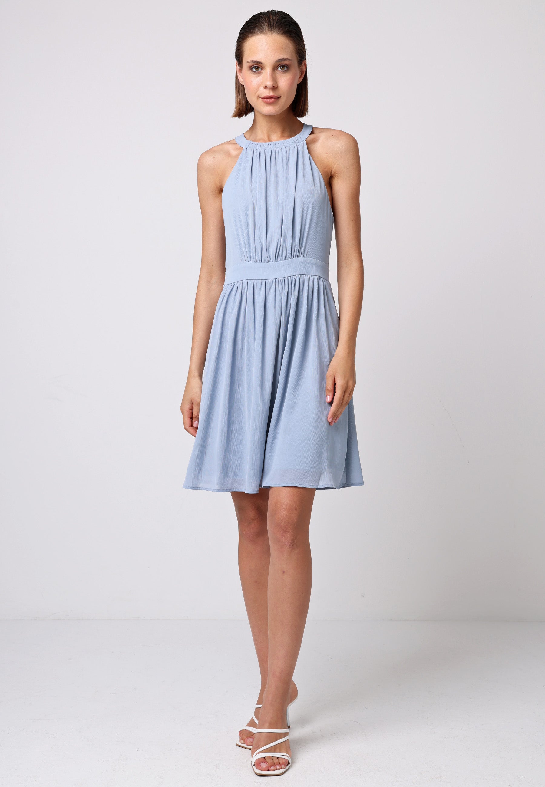 Chiffon Halter Neck Mini Dress