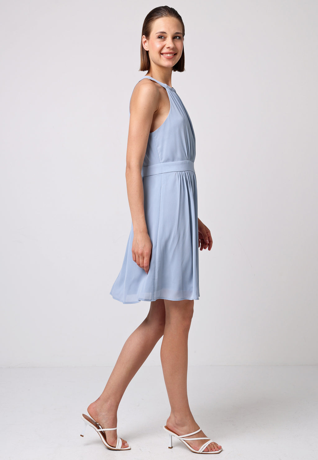 Chiffon Halter Neck Mini Dress