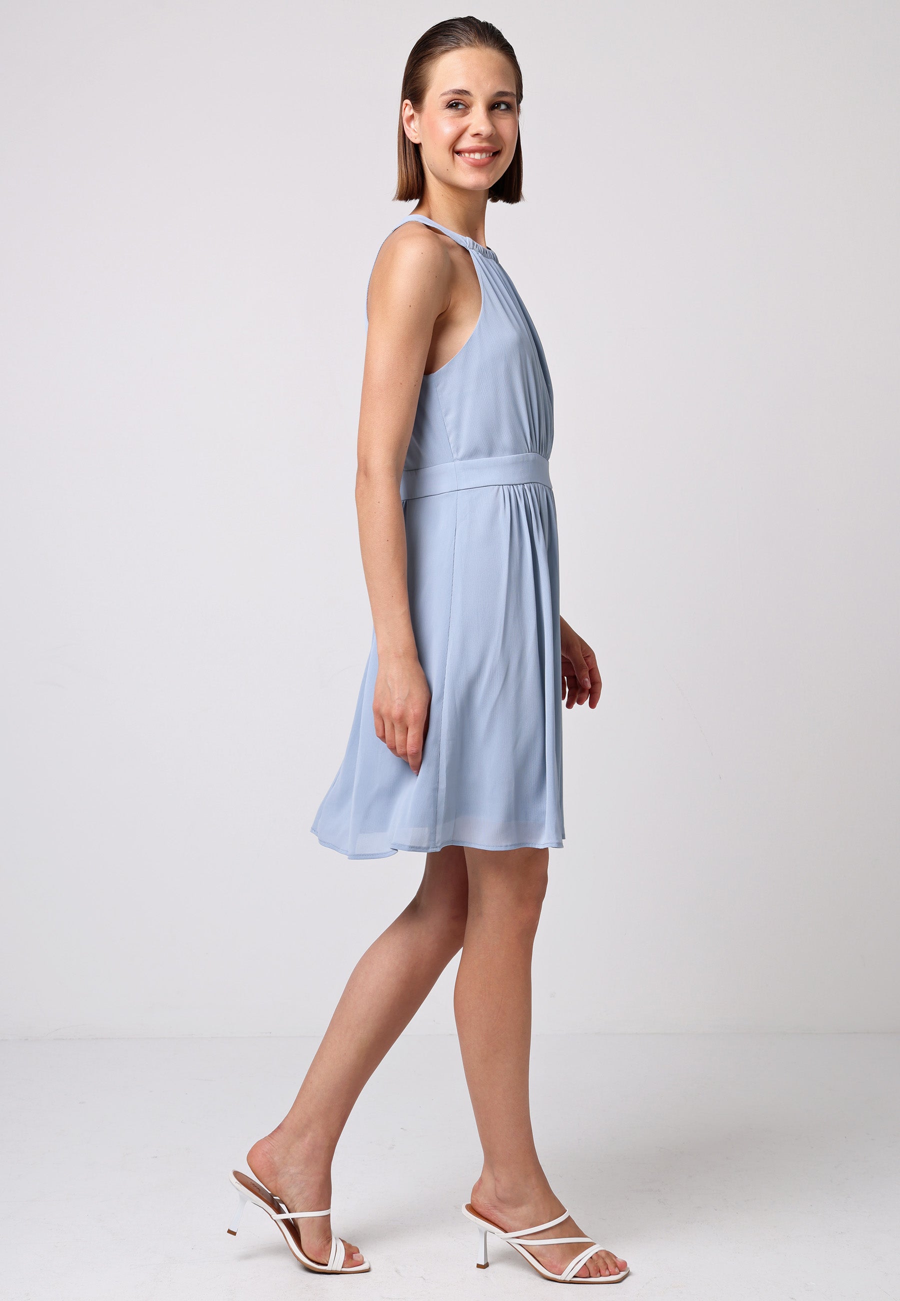 Chiffon Halter Neck Mini Dress