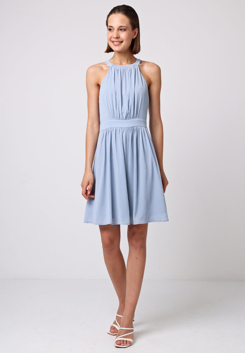 Chiffon Halter Neck Mini Dress