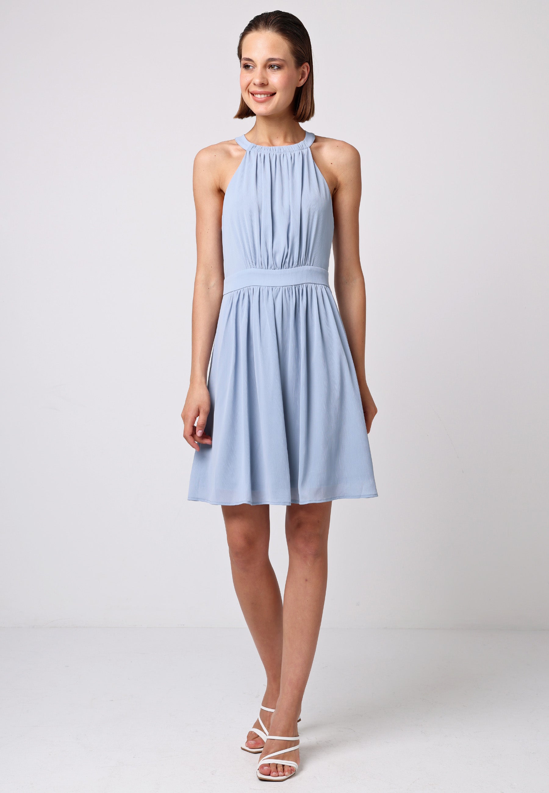 Chiffon Halter Neck Mini Dress