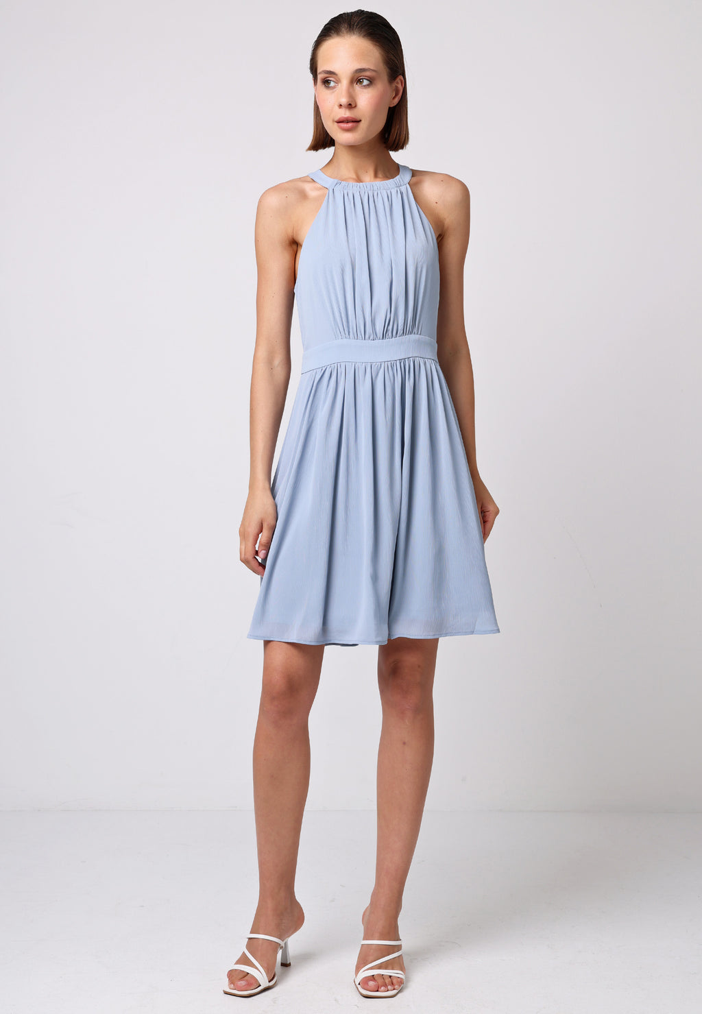 Chiffon Halter Neck Mini Dress