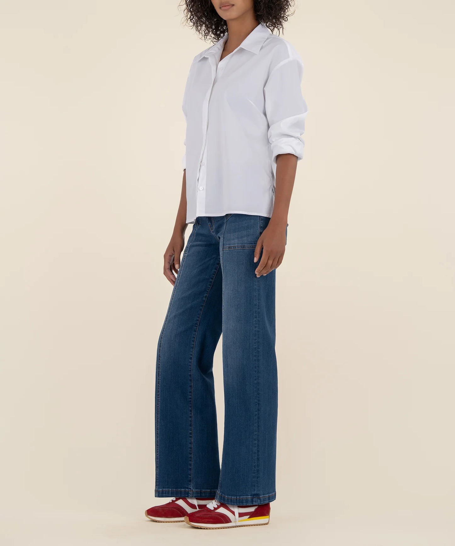 Jean High Rise Patch Pocket Wide Leg