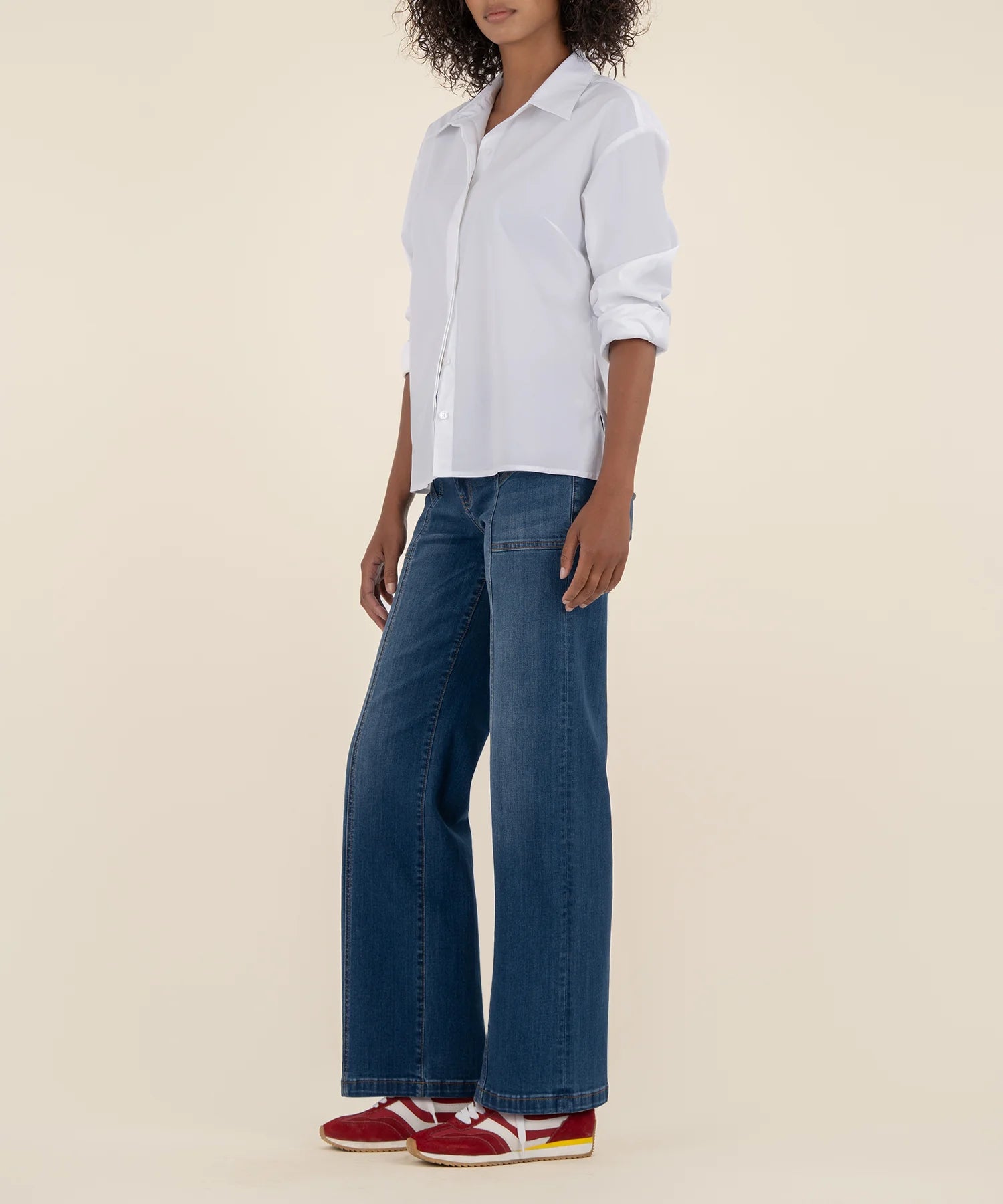 Jean High Rise Patch Pocket Wide Leg
