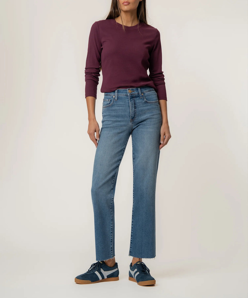 Avery High Rise Straight Leg Raw Hem