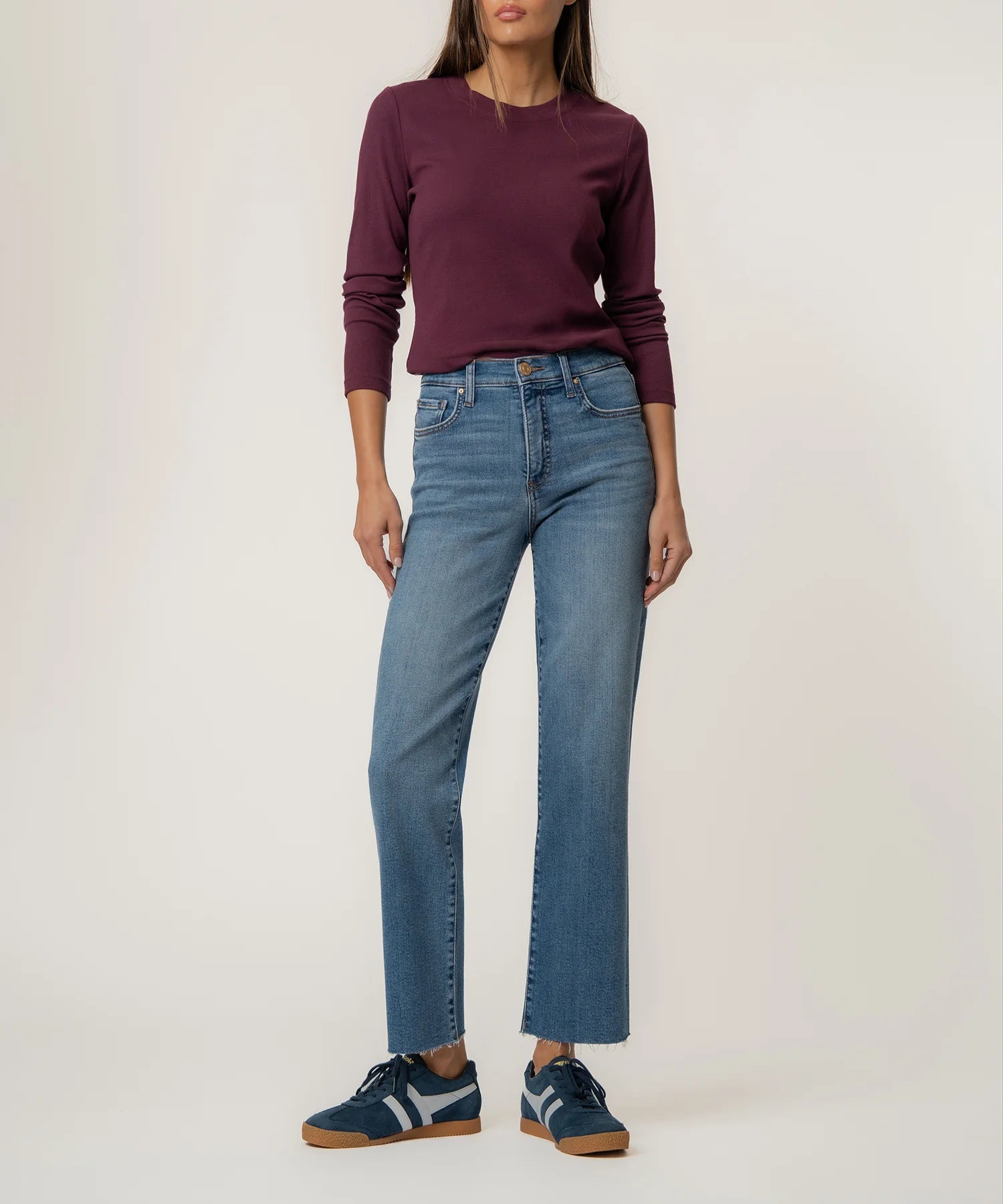 Avery High Rise Straight Leg Raw Hem
