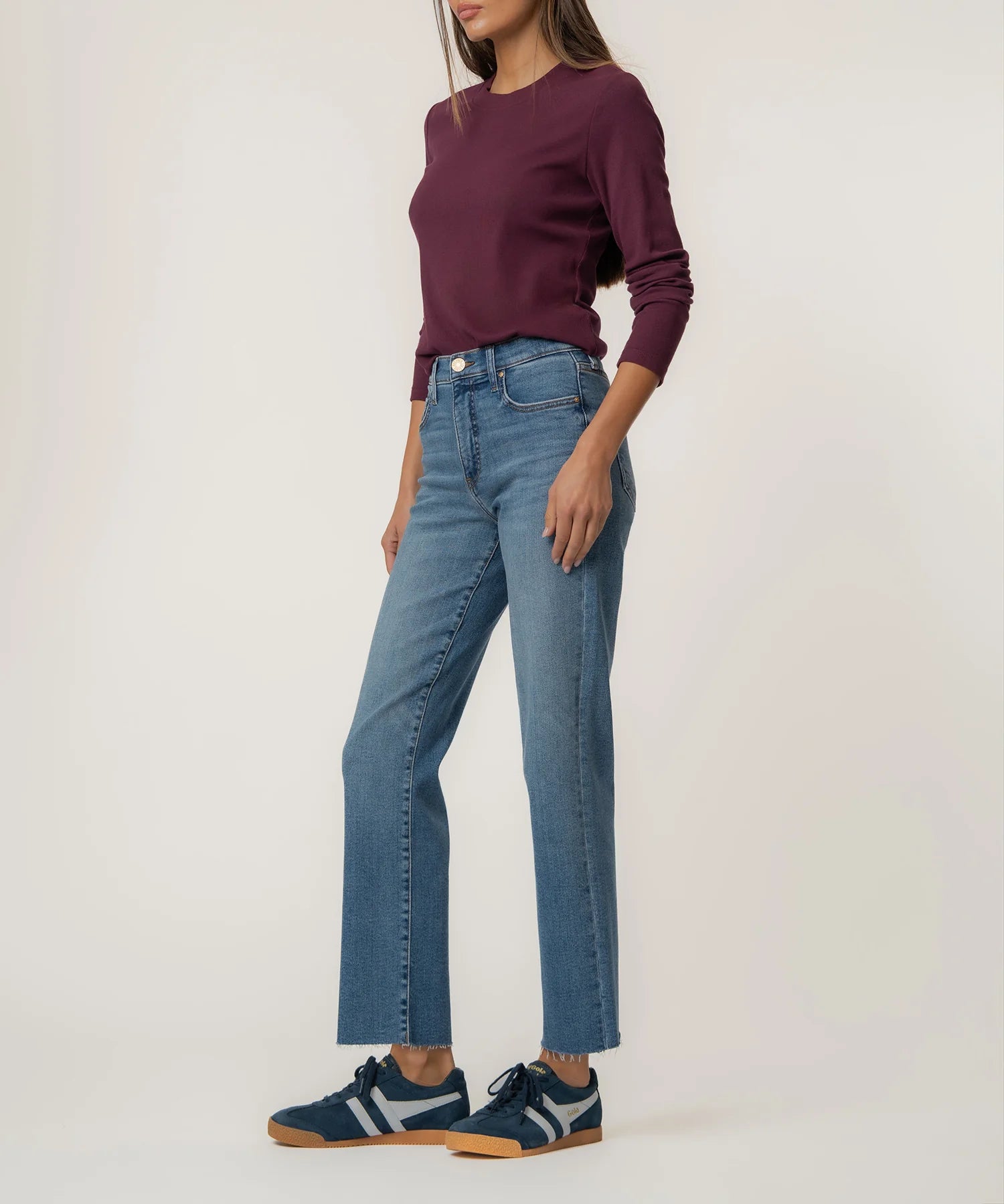 Avery High Rise Straight Leg Raw Hem