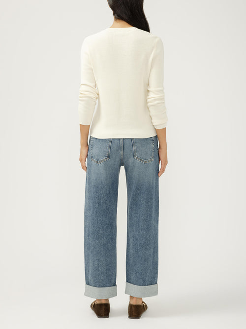 Relaxed Mid Rise Straight Leg Ankle Jeans