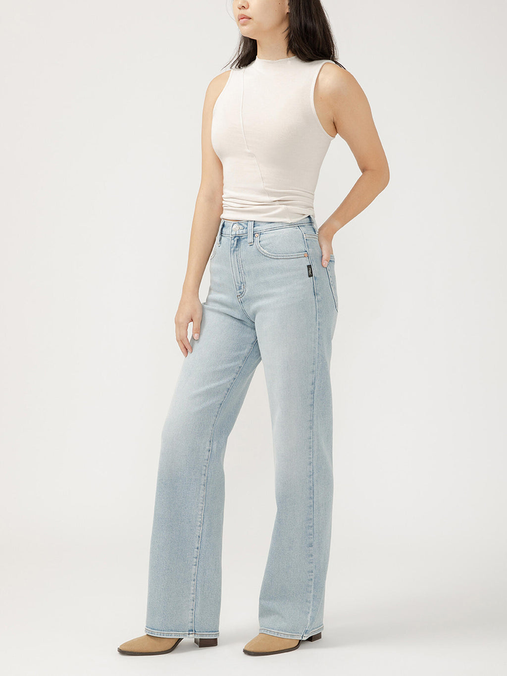 Highly Desirable High Rise Trouser Leg Jeans