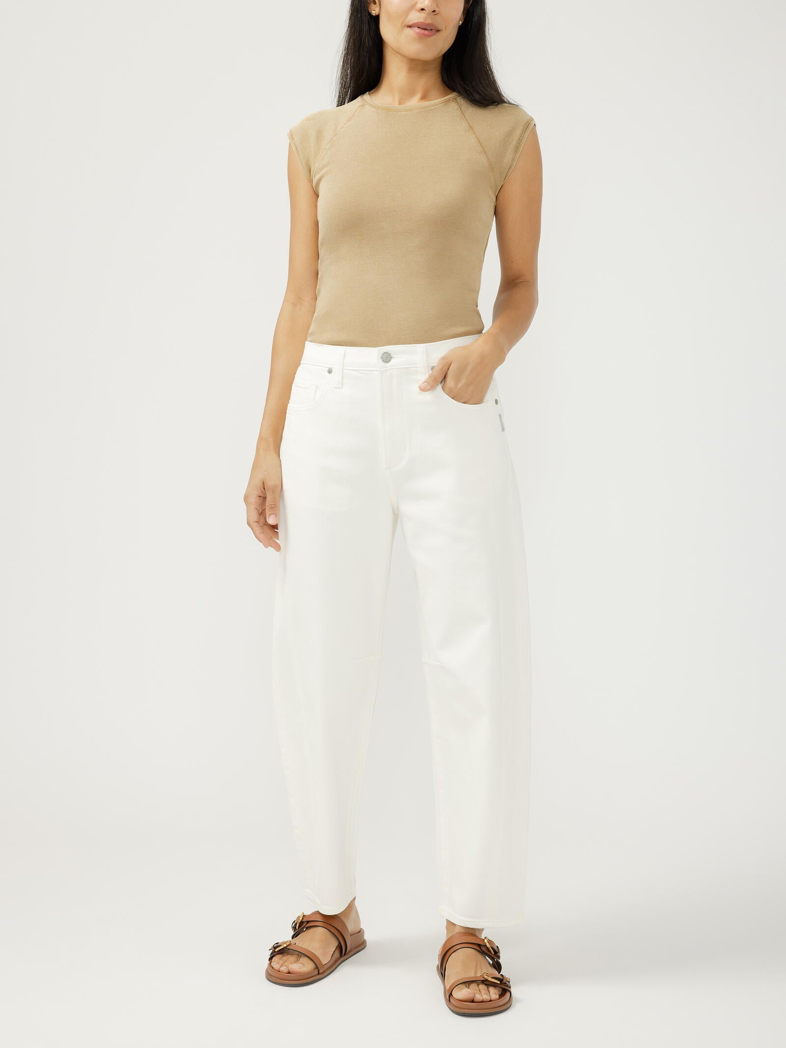 High Rise Slim Barrel Leg Jeans