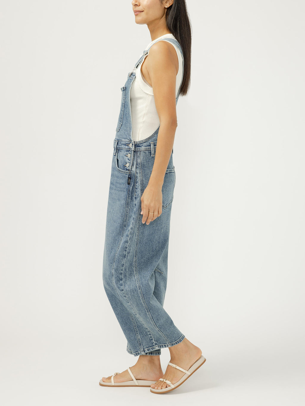Denim Barrel Leg Overalls