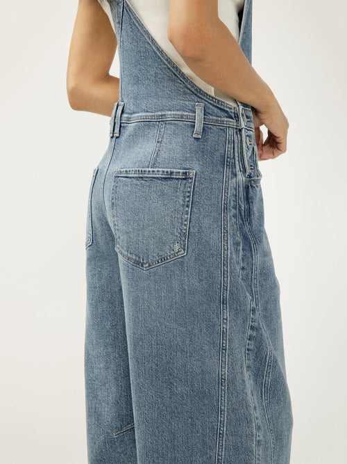 Denim Barrel Leg Overalls