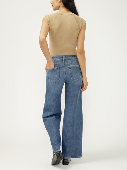 Suki Mid Rise Wide Leg Knit Flex Jeans