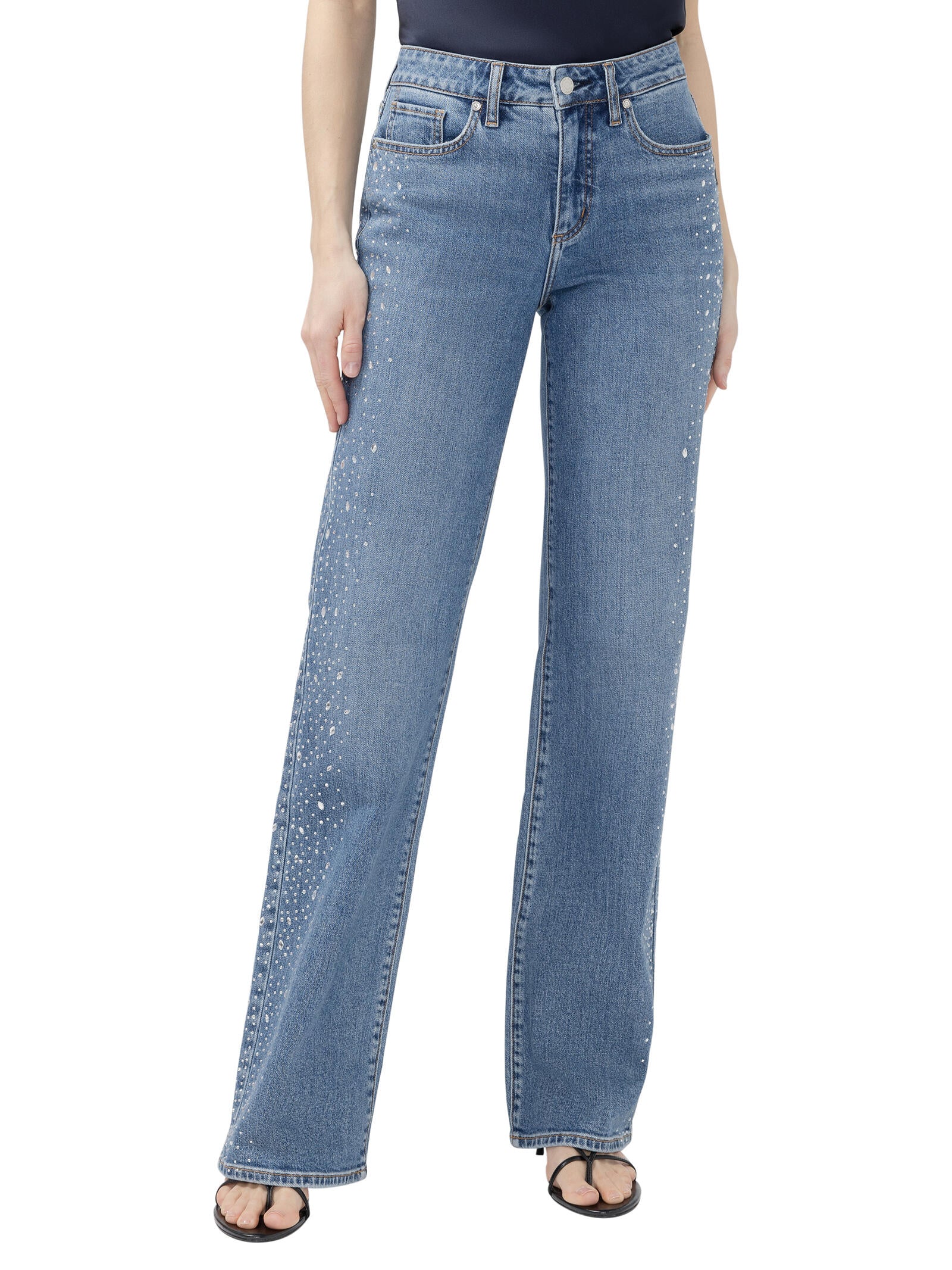 Avery Trouser Leg Rhinestone Jeans