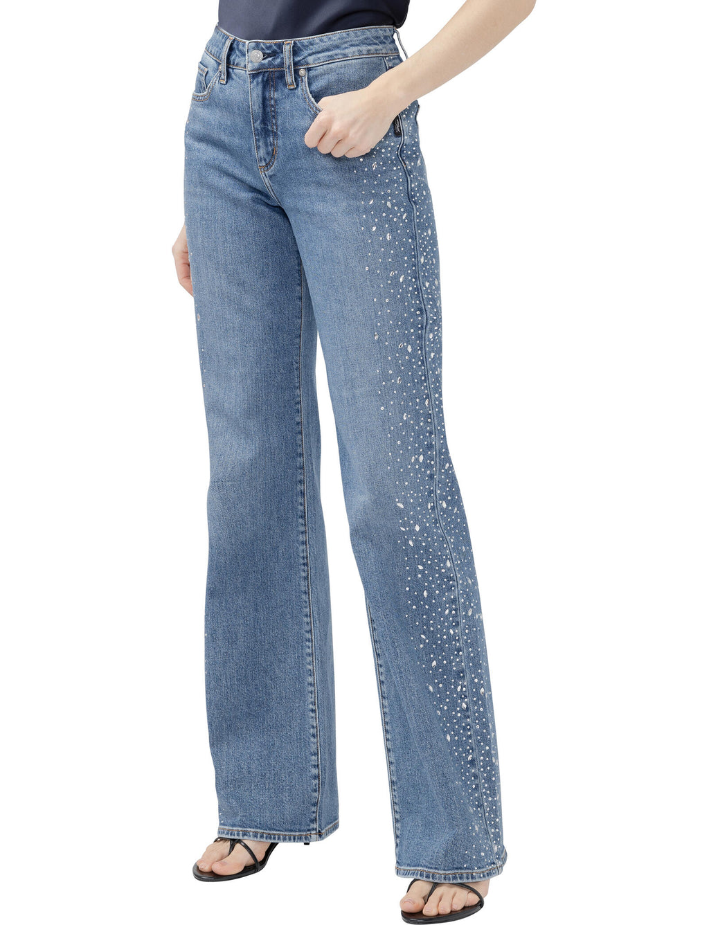 Avery Trouser Leg Rhinestone Jeans