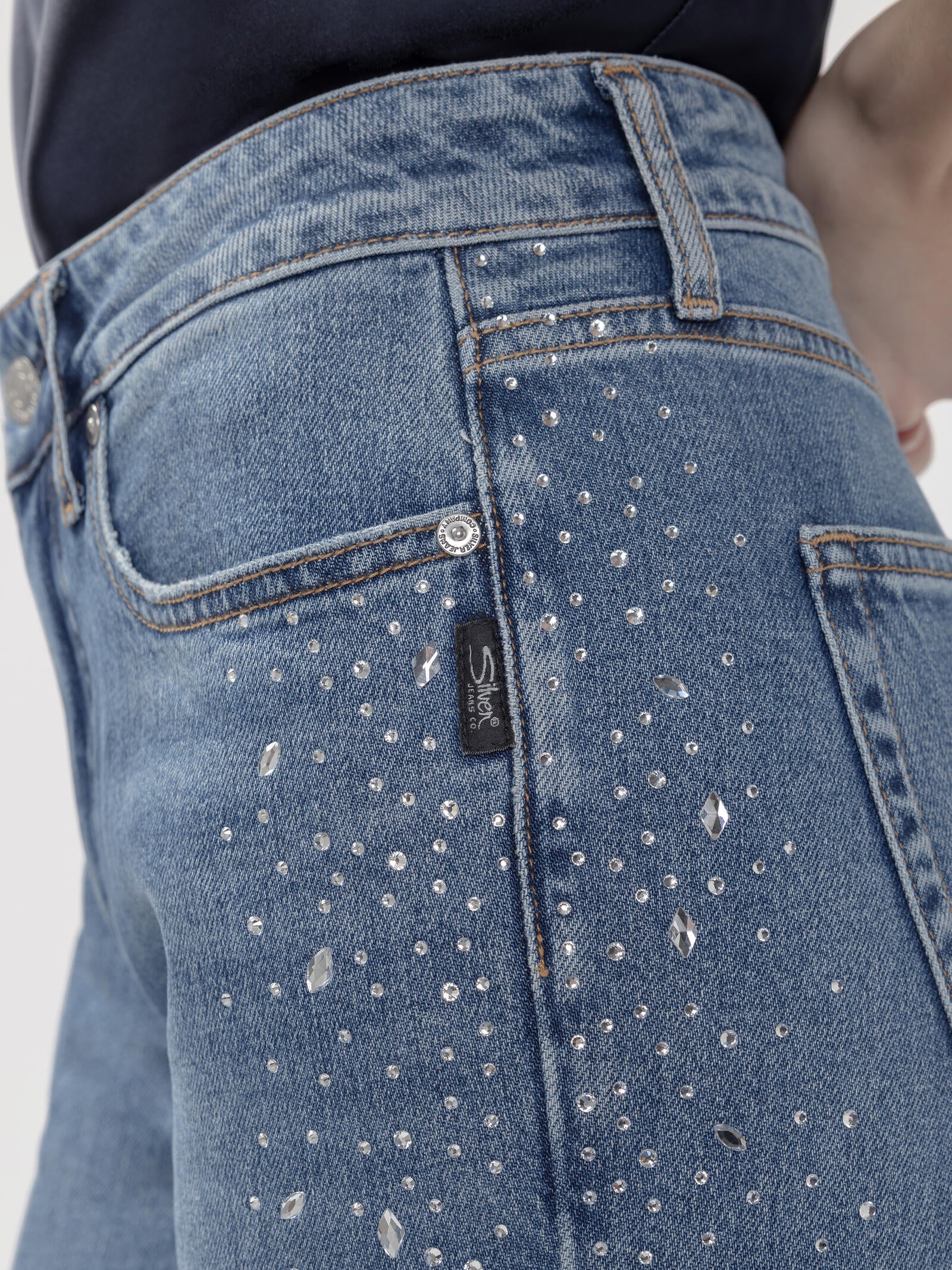 Avery Trouser Leg Rhinestone Jeans