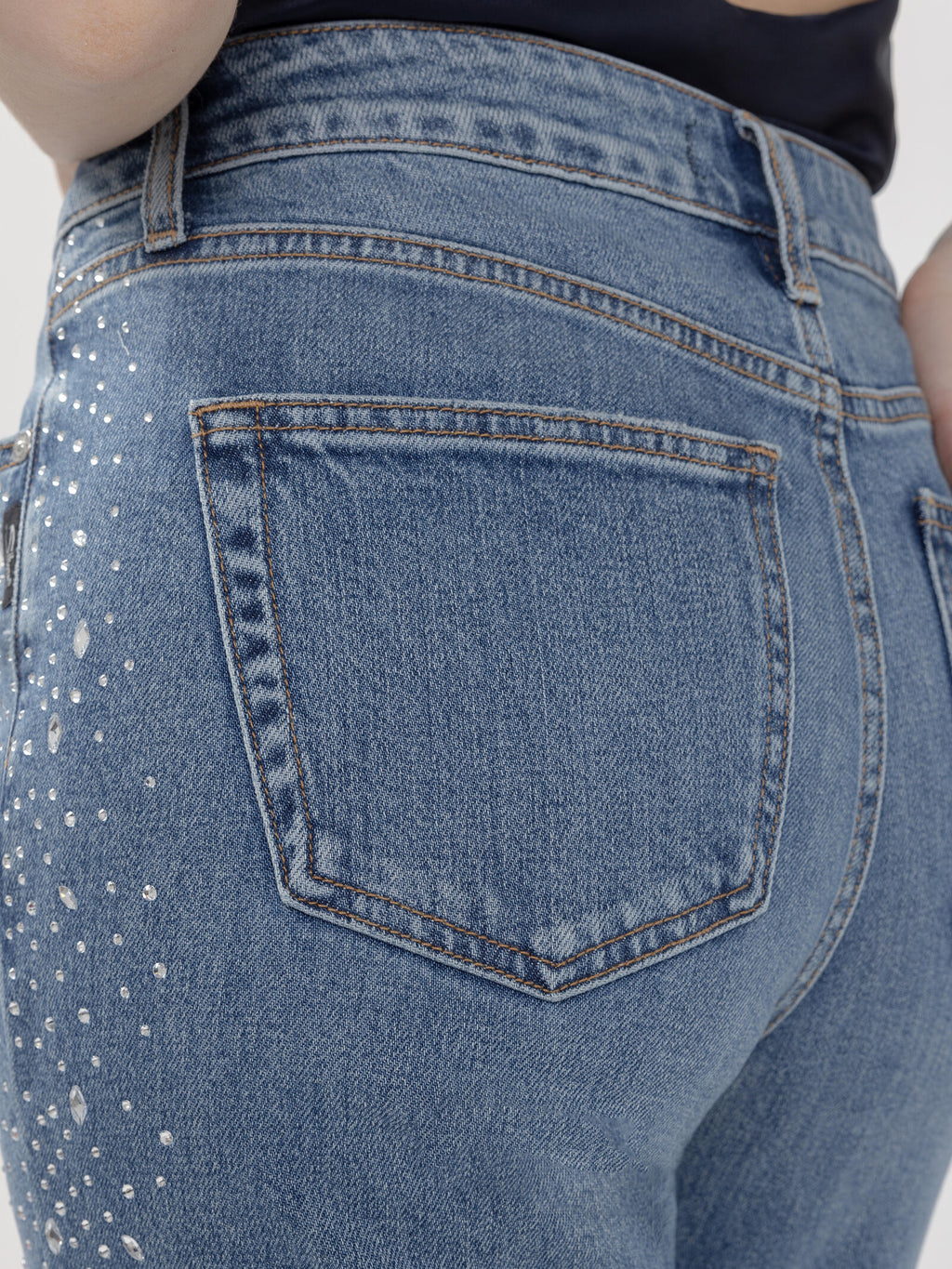 Avery Trouser Leg Rhinestone Jeans