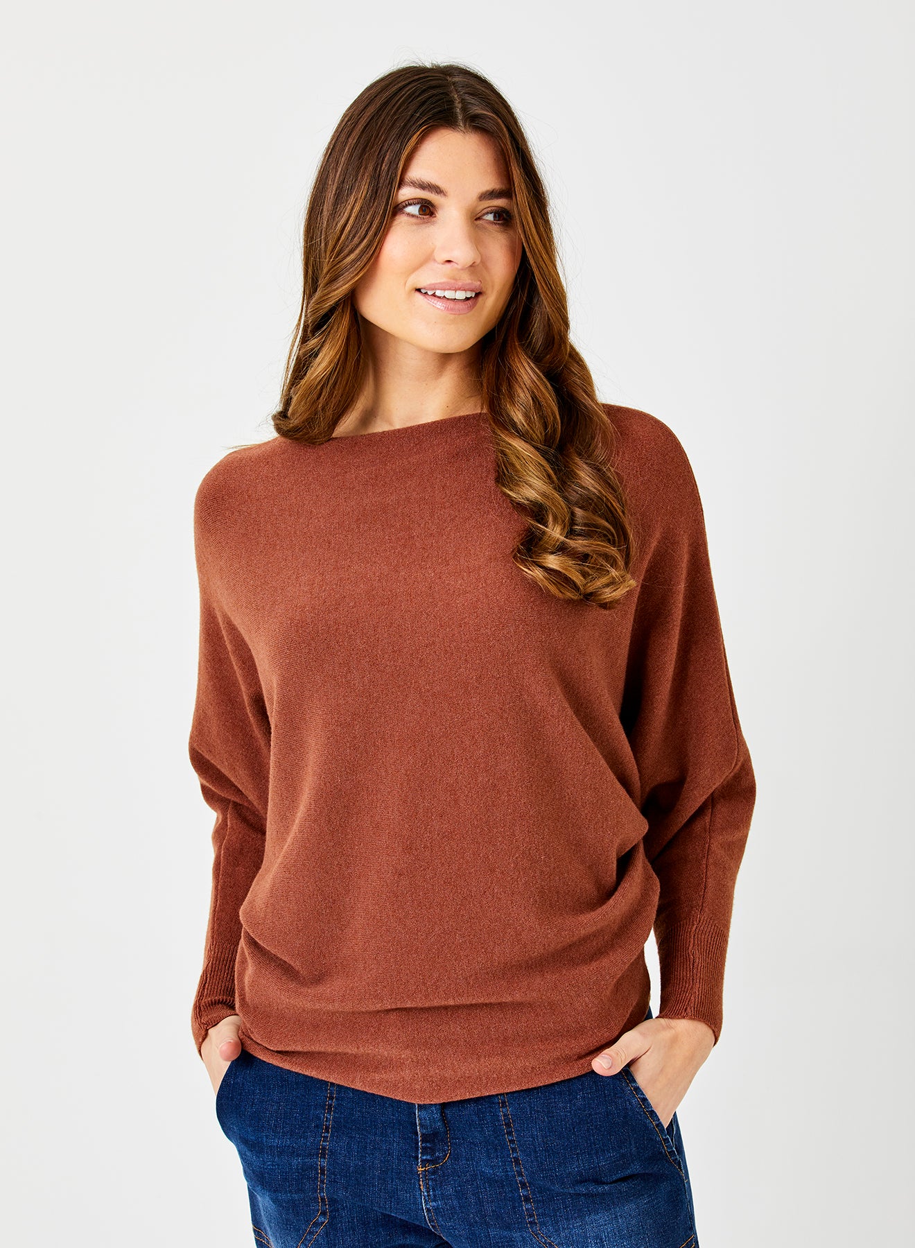 LINCOLN SLASH NECK BATWING KNIT SWEATER
