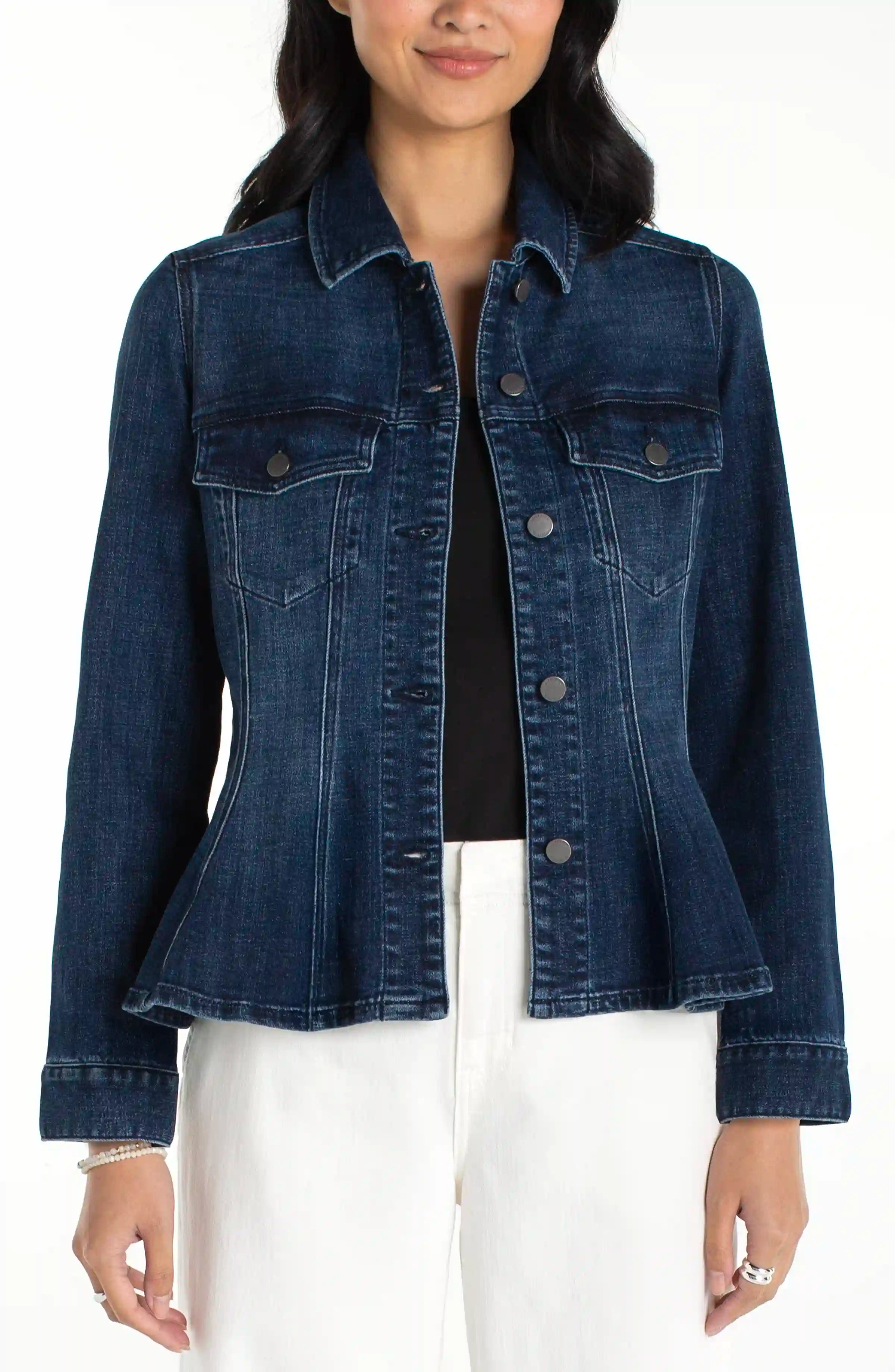 Fit and Flare Peplum Jean Jacket