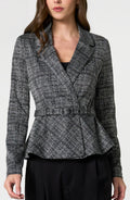 Belted Peplum Tweed Blazer