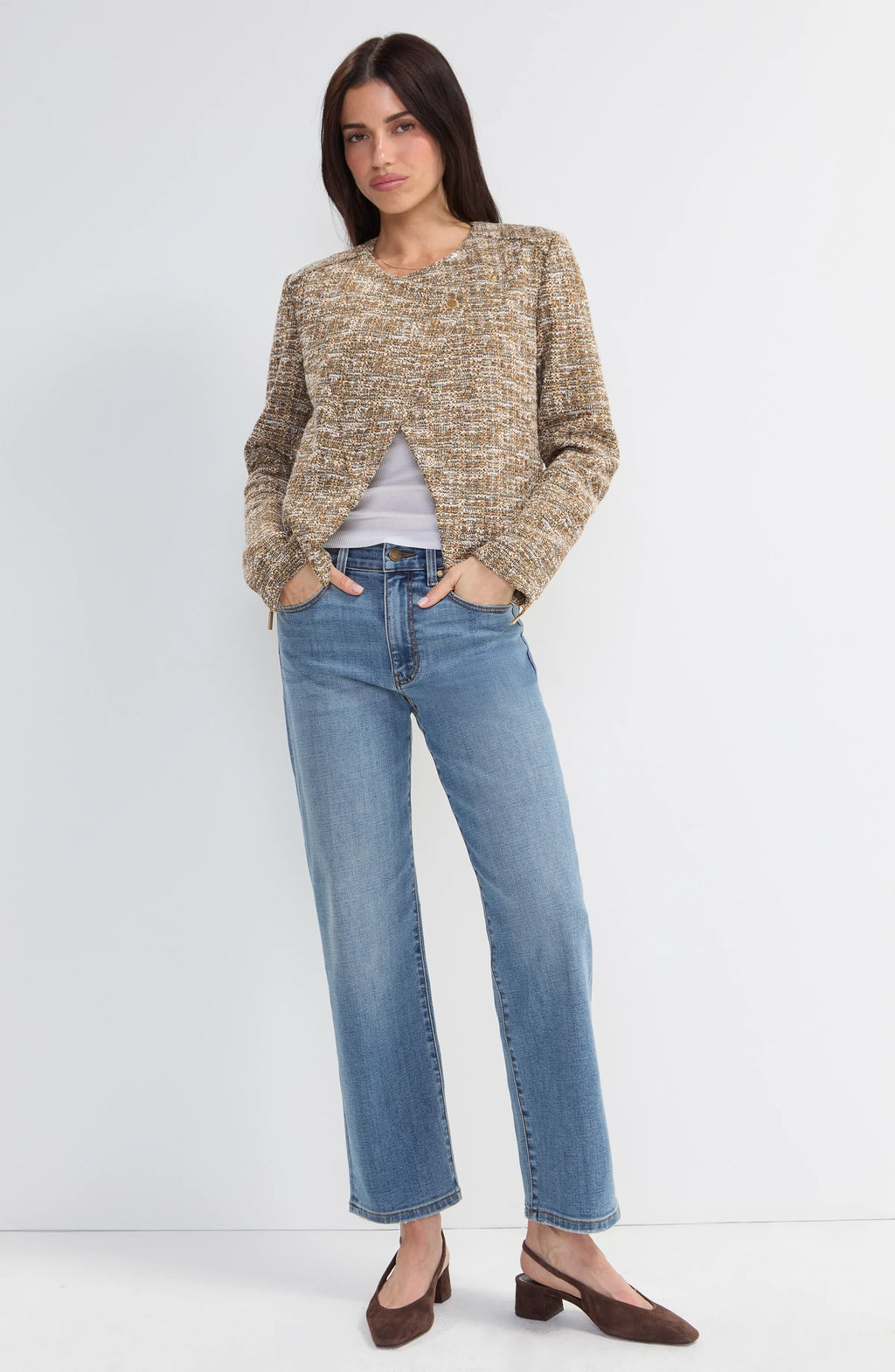 Collarless Moto Jacket